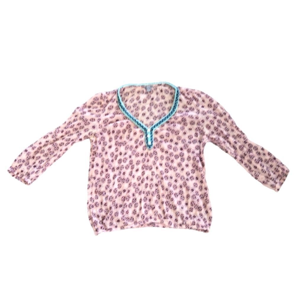 EC AERIE PEASANT TOP WITH TURQUISE EMBROIDERY SZ. M